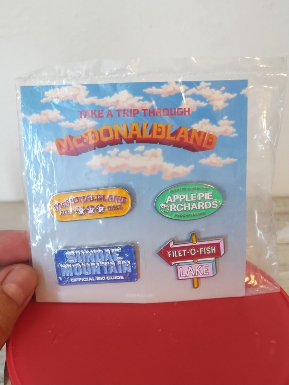 McDonald's 2025 McDonaldland Enamel Pin Set 4pcs VIP Hall Apple Pie Filet-O-Fish